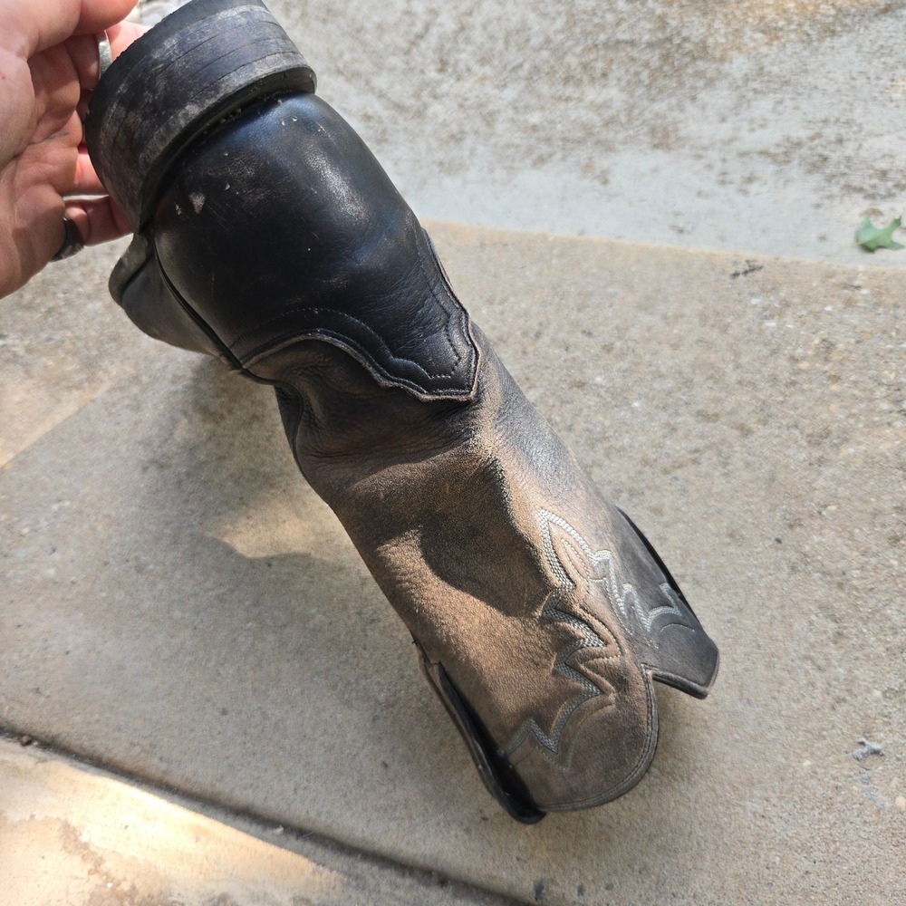 SINGLE Lucchese 2000 RIGHT BOOT ONLY 9 B Men Black Distressed Cowboy Replacement - Picture 9 of 14